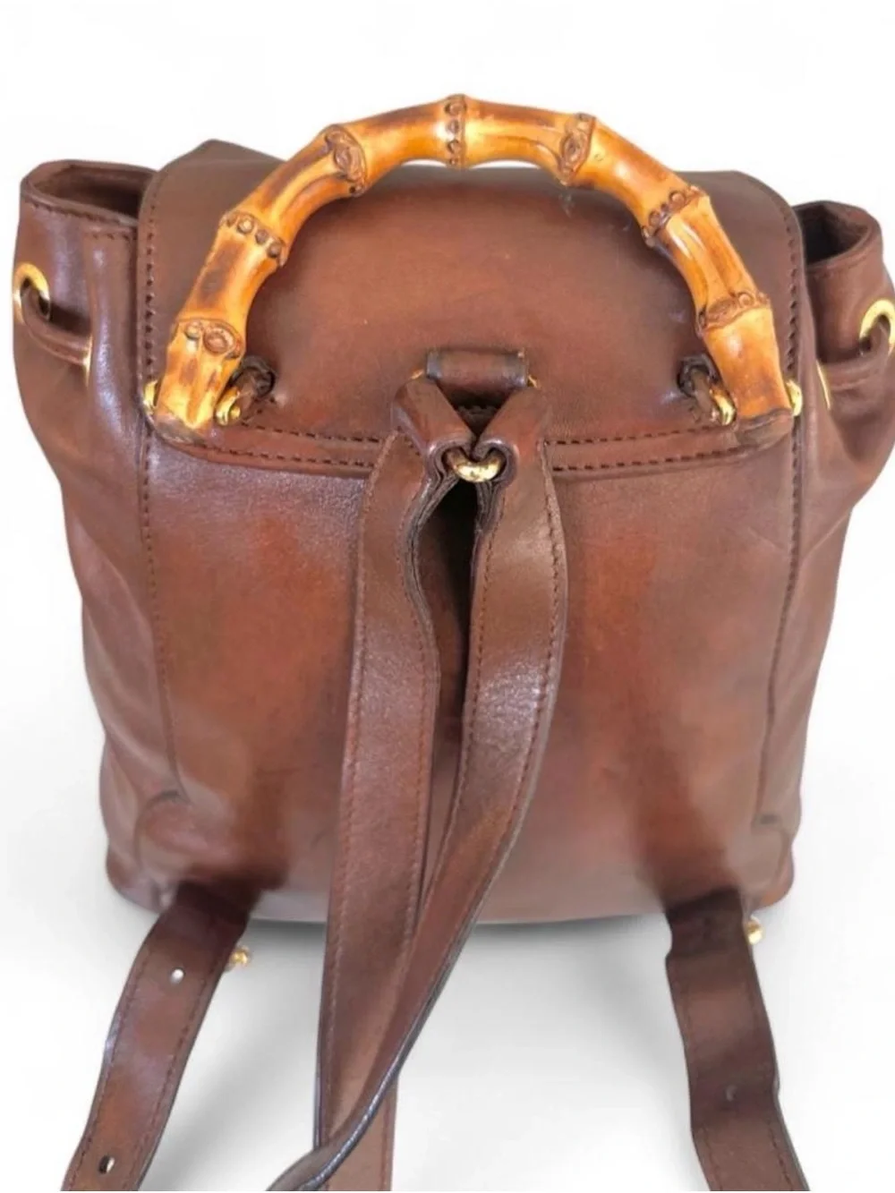Gucci Cognac/Brown Leather Bamboo Mini Backpack